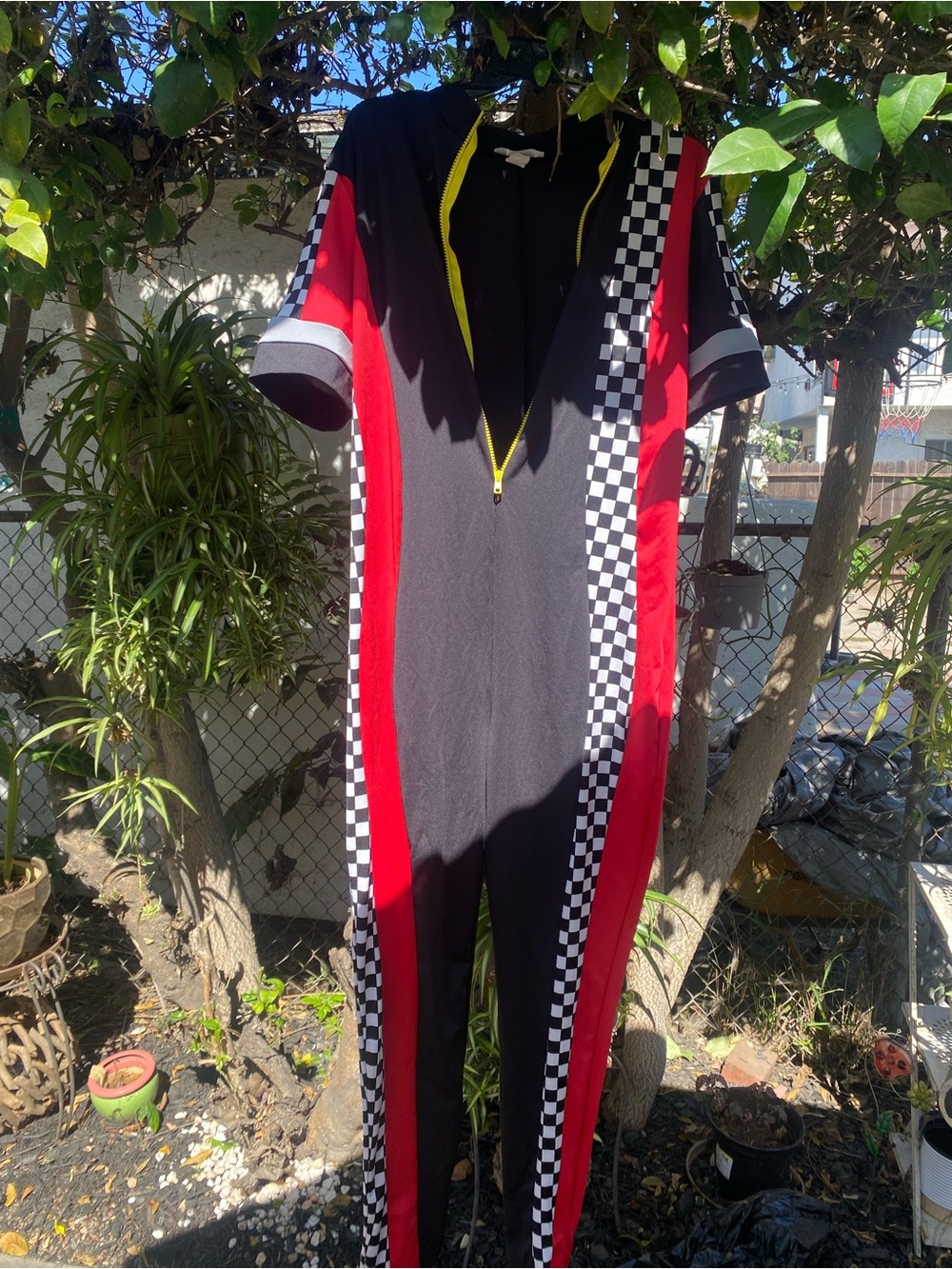 Racing-Stripe Kids One-Piece Bodysuit in Black and Red